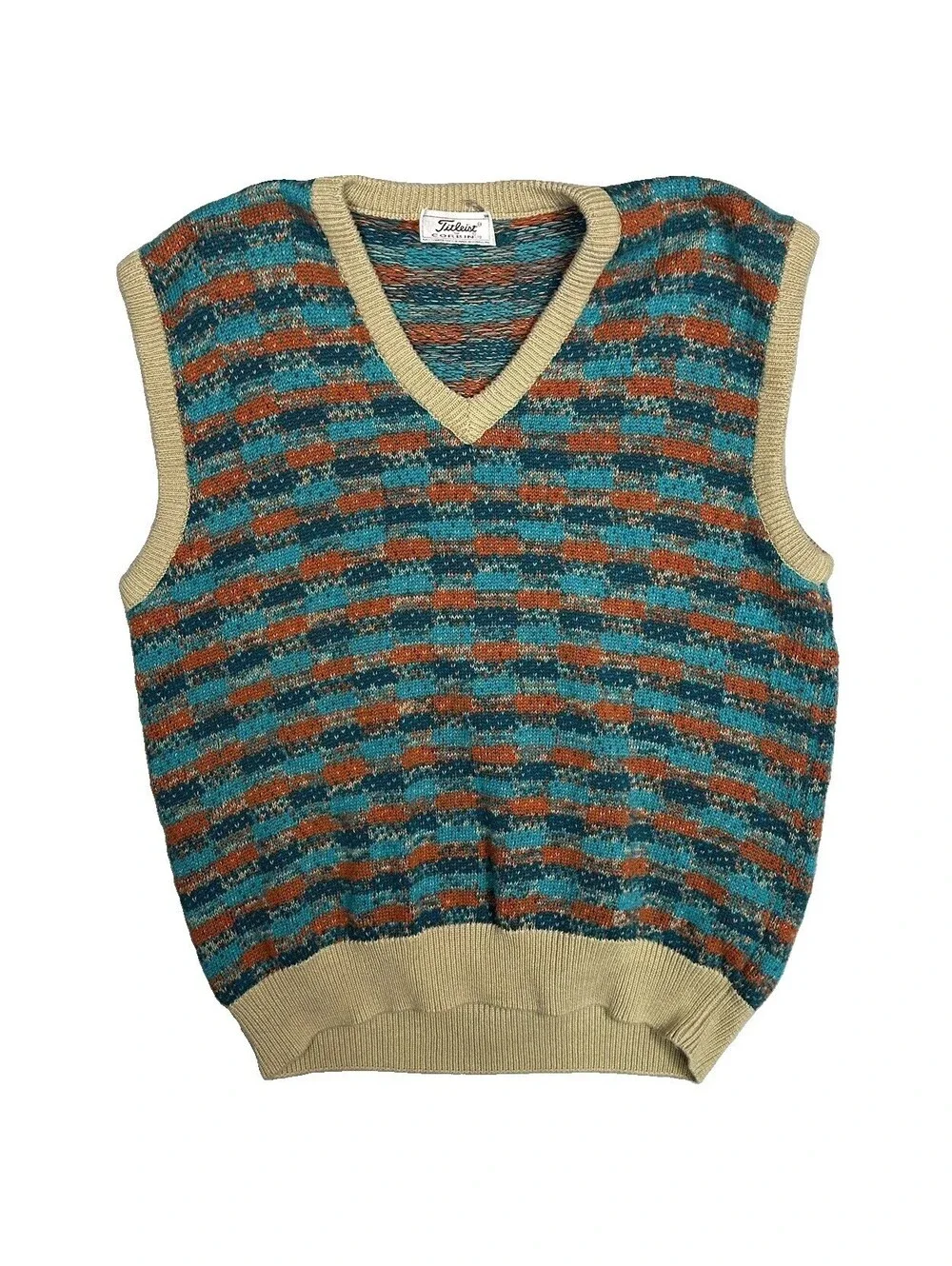 Vtg Titleist Corbin Sweater Vest Mens XXL Knit Geometric Multicolor Gorpcore 80s